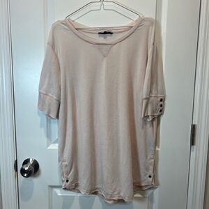 Jane & Delancy Pink Tunic Sweatshirt Top Crew Neck Button Cuff Size L
